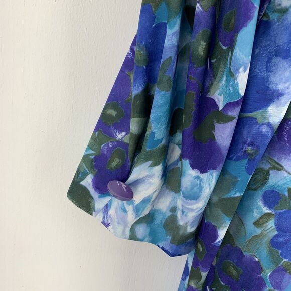 Vtg Tabby II Womens 20 Button Up Blouse‎ Multicolor Floral Artsy Watercolor USA - Picture 2 of 9